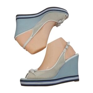 Cole Haan Vintage Colorblock Canvas & Leather‎ Blue Wedges